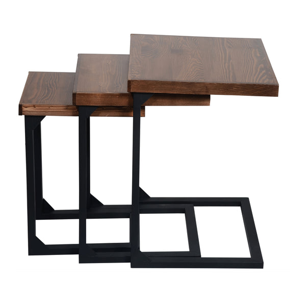 Rørvig asztalkészlet 3 darabos, fenyőfa, pácolt [en.casa]