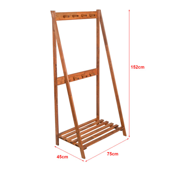 Ruhatartó állvány 8 ruhaakasztóval Middelfart 152 x 75 x 45 cm fa sötét árnyalat [en.casa] 