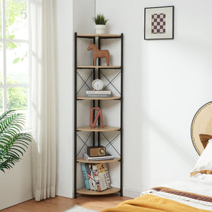 Álló polc növények számára Ulfborg 6 polcos 160 x 30 x 30 cm fekete/tölgyfa hatású [en.casa]