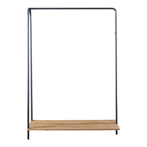 Ruhatartó állvány Ørbæk 144 x 100 x 35 cm fém forgácslap fekete fa szín [en.casa] 