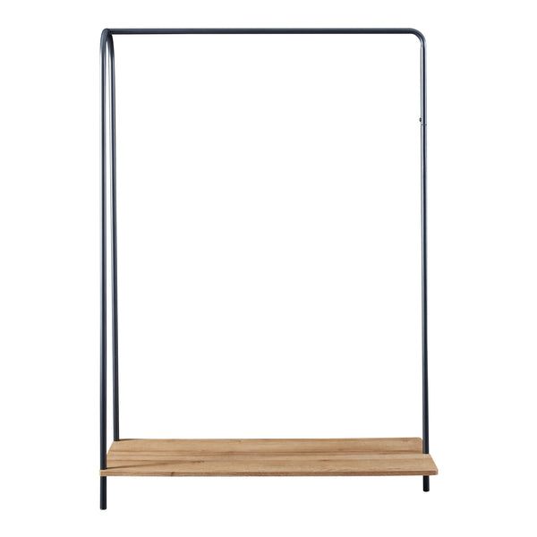 Ruhatartó állvány Ørbæk 144 x 100 x 35 cm fém forgácslap fekete fa szín [en.casa] 