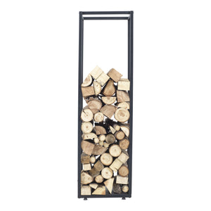 Tűzifaállvány Tornved acél 35x35x120 cm fekete [en.casa]