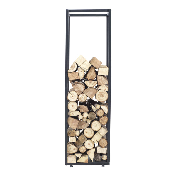 Tűzifaállvány Tornved acél 35x35x120 cm fekete [en.casa]