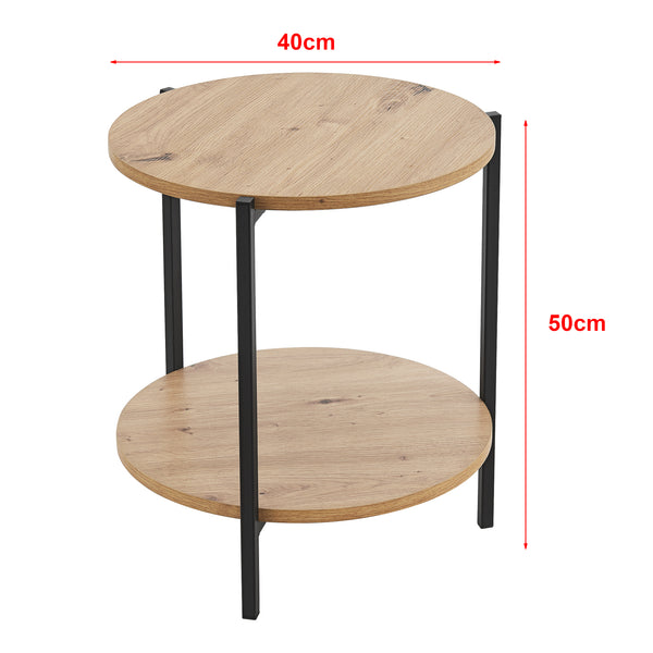 Kisasztal Kuopio 50 x Ø40 cm Fekete / Fahatású [en.casa]