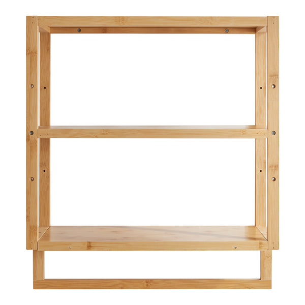 Fürdőszobai falipolc Östra törölközőtartóval bambusz [en.casa]