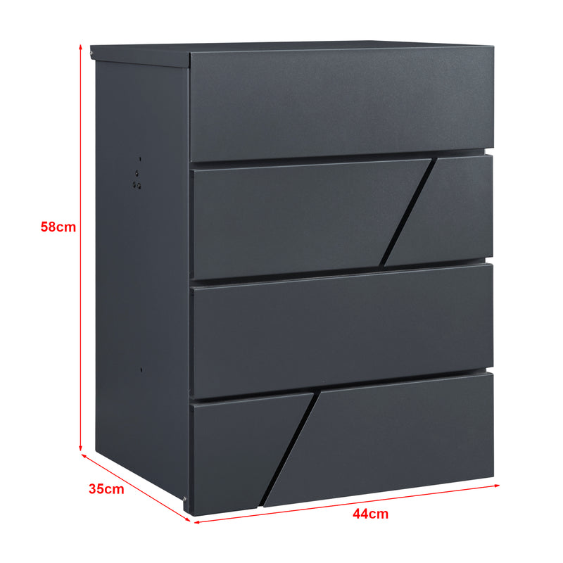 Méretrajz Postaláda Søllerød 58x44x35cm Antracit [en.casa]