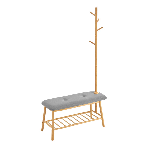 Pad cipőtartóval és fogassal bambuszból Bygland 90x34x165cm [en.casa]