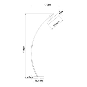 Ívelt állólámpa Stafford 159cm szürke [lux.pro] 