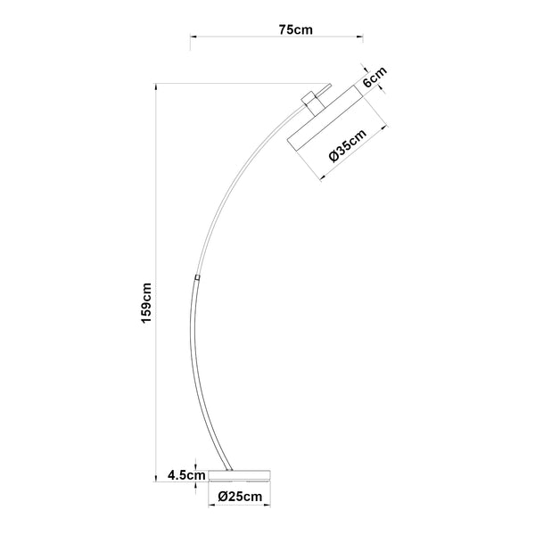 Ívelt állólámpa Stafford 159cm szürke [lux.pro] 