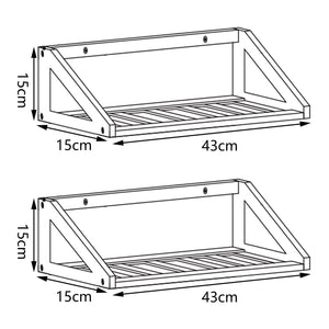 Fali polc 2 db-os szettben Gjerdrum 43x15x15cm bambusz [en.casa]