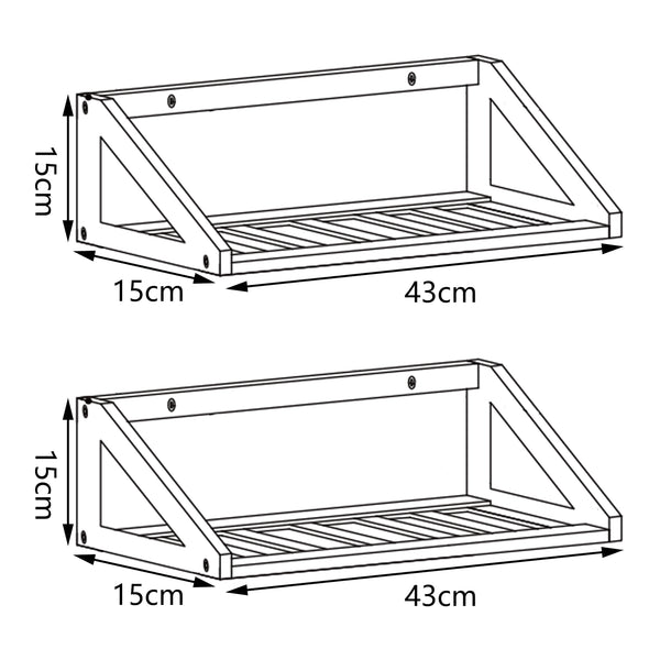 Fali polc 2 db-os szettben Gjerdrum 43x15x15cm bambusz [en.casa]