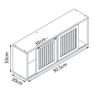 Fali polc Grums két tolóajtóval 92,5x20x33cm bambusz [en.casa]