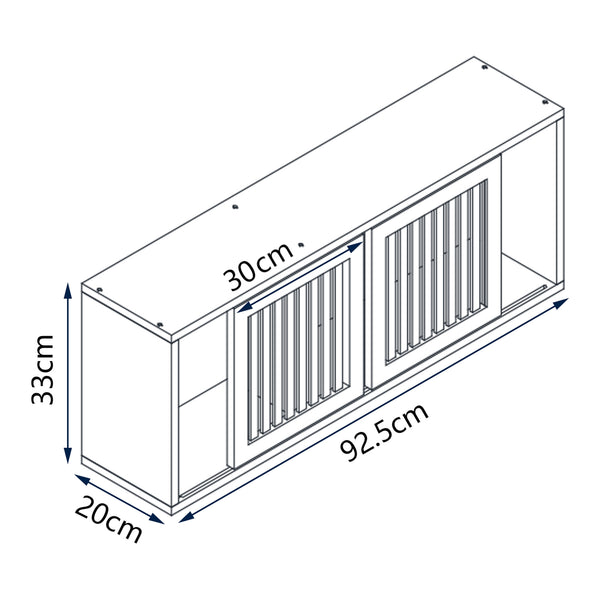 Fali polc Grums két tolóajtóval 92,5x20x33cm bambusz [en.casa]