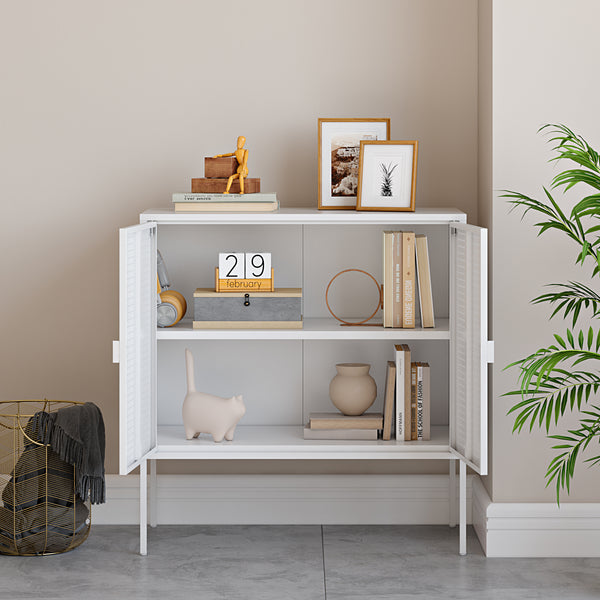 Kétajtós komód Castelli 82,5 x 80 x 40 cm acél fehér [en.casa]