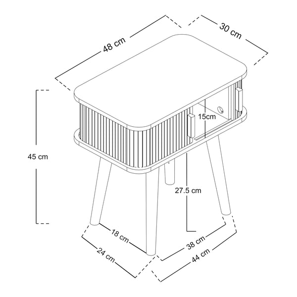 Éjjeli szekrény Nordkapp 2 ajtóval [en.casa]
