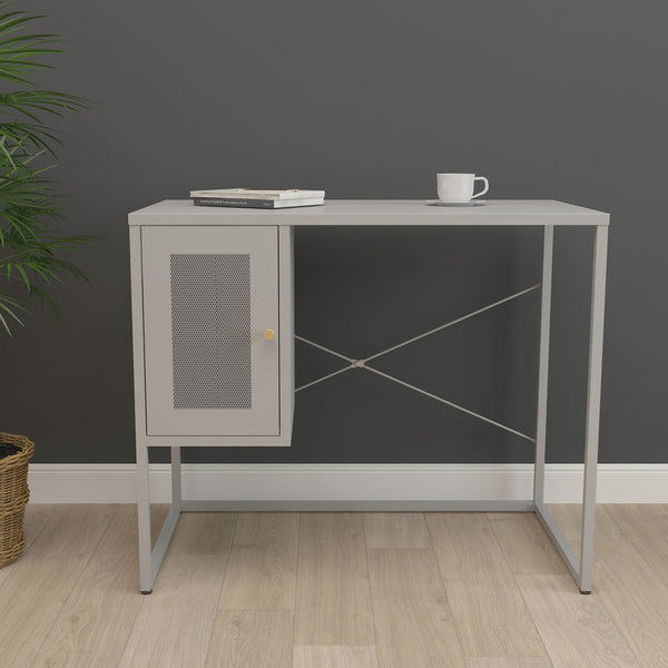 Íróasztal Sund acél 75x100x50 cm szürke [en.casa]