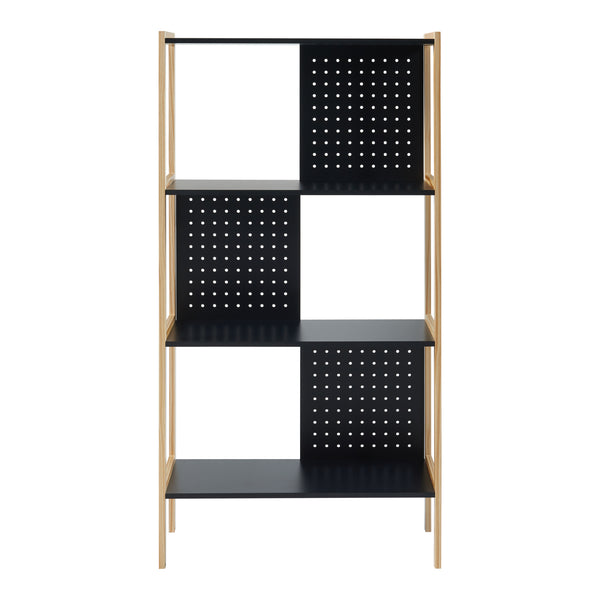 Álló polc Dønna 120x63x28cm fekete/fahatású [en.casa]