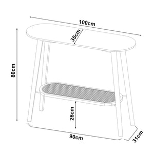 Konzolasztal Taivalkoski 100x35x80 cm fekete/rattan-hatású [en.casa]