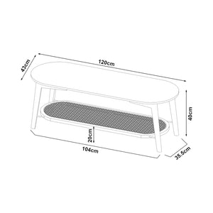 Dohányzóasztal Taivalkoski 120x43x40 cm fekete/rattan-hatású [en.casa]