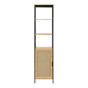 Bambusz fürdőszobaszekrény polccal Tervola 172x40x35cm fekete/natúr [en.casa]