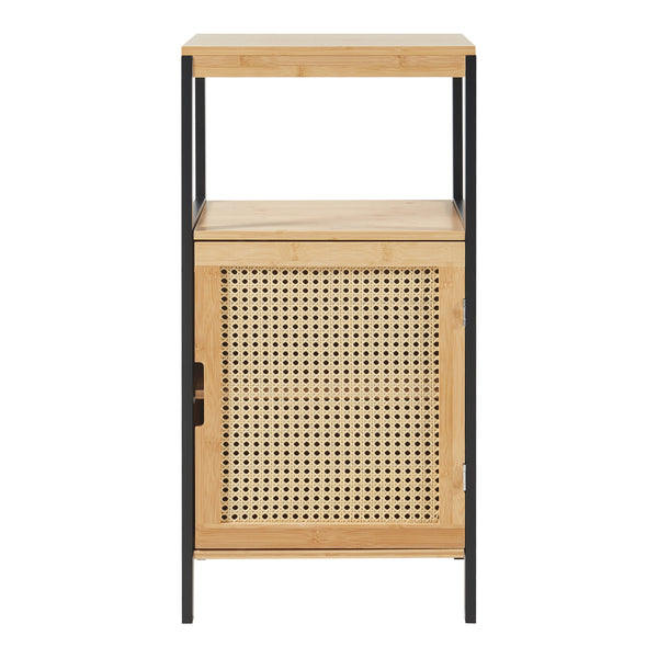 Bambusz midi szekrény Tervola 80x40x35cm fekete/natúr [en.casa]