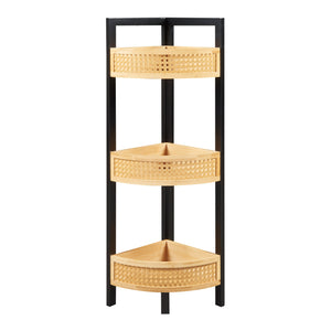Fürdőszobai sarokpolc Tervola 80x23x23 cm fekete/bambusz [en.casa]