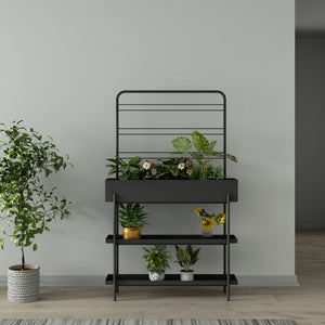 Virágtartó állvány Aalsmeer fém 154x96x24 cm fekete [casa.pro]