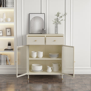 Vitrinszekrény Lindau acél 97x80x40 cm krémfehér [en.casa]