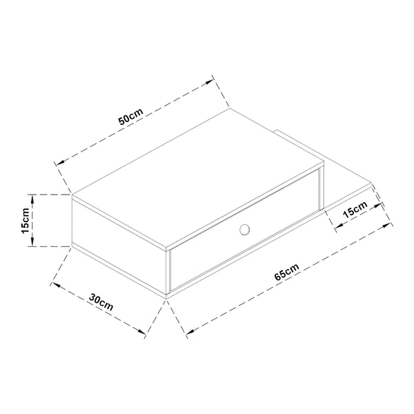 Fali polc fiókkal Stor 65x30x15 cm fekete [en.casa]