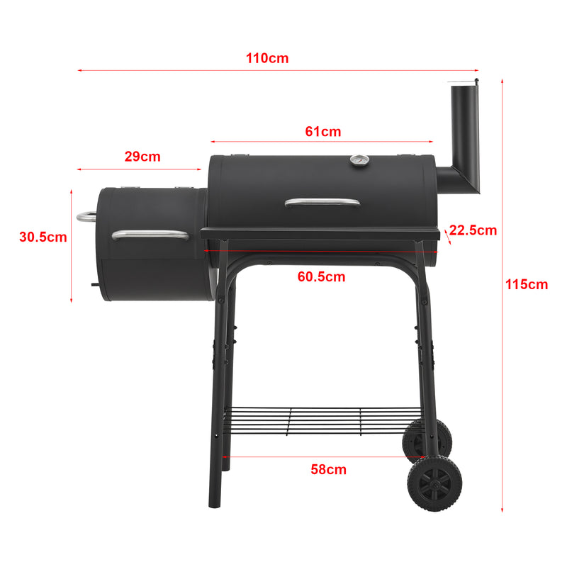 Méretrajz Füstölő grill Arielli 115x110x64cm fekete [casa.pro]