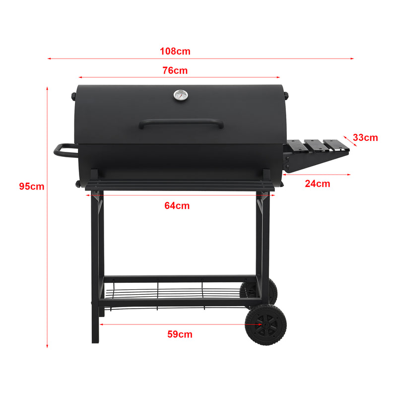 Méretrajz Faszenes grill Armento 95x108x61cm fekete [casa.pro]