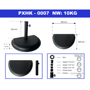 Beton napernyőtalp Bisenti 45x29x4,5 cm fekete [casa.pro]