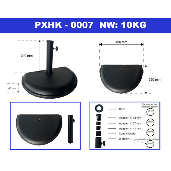 Beton napernyőtalp Bisenti 45x29x4,5 cm fekete [casa.pro]