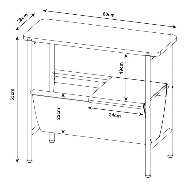 Kisasztal Samnanger 60x28x53cm fekete [en.casa]