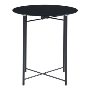 Kisasztal üveglappal Ödeshög 45xØ42cm fekete [en.casa]