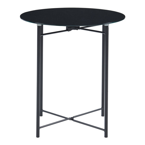 Kisasztal üveglappal Ödeshög 45xØ42cm fekete [en.casa]