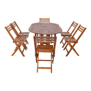 Kerti étkező garnitúra Acerenza 7 részes akácfa FSC® tanúsítvánnyal [en.casa]