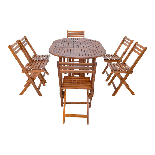 Kerti étkező garnitúra Acerenza 7 részes akácfa FSC® tanúsítvánnyal [en.casa]