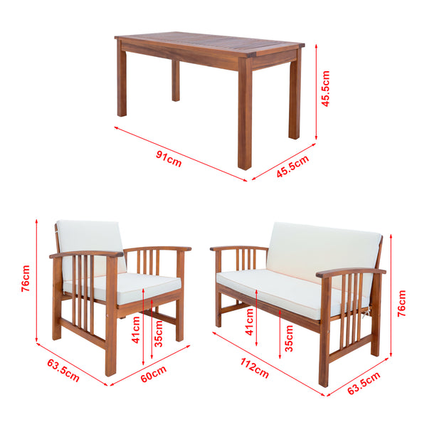 4 részes akácfa kerti bútor szett Brissogne FSC® tanúsítvánnyal [en.casa]