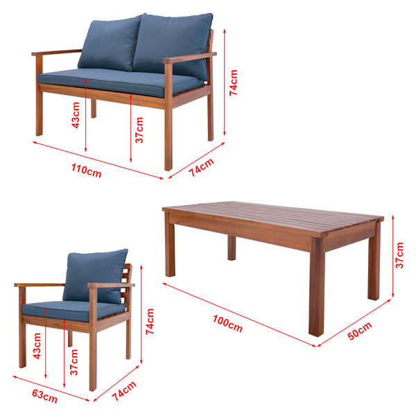 4 részes akácfa kerti bútor szett Brittoli FSC® tanúsítvánnyal [en.casa]
