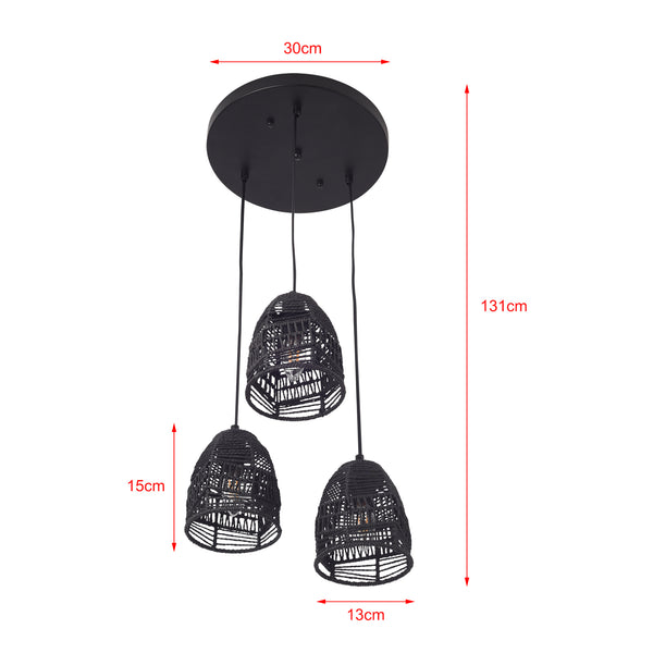 Függőlámpa Andover fém+rattan fekete [lux.pro]