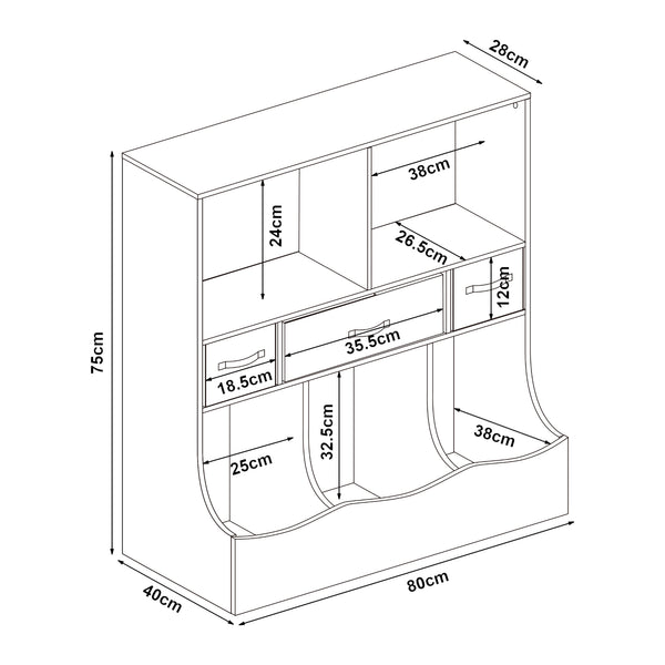 Gyerekpolc Vastesa 75x80x40 cm fehér [en.casa]