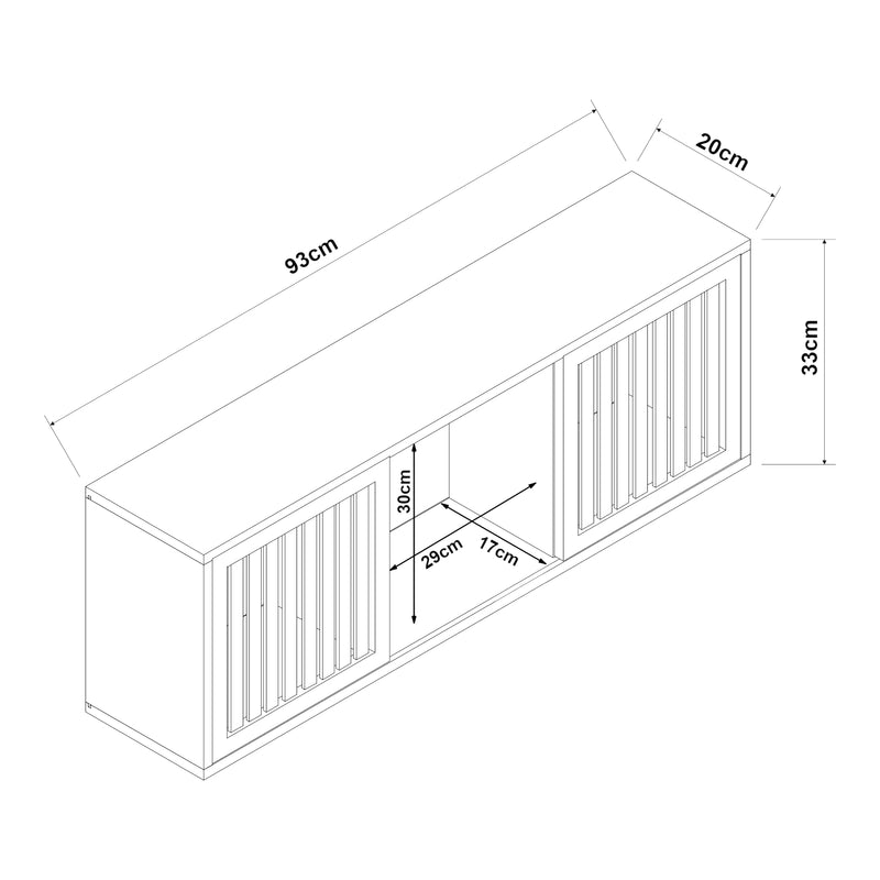 Méretrajz Fali polc Ypäjä 93x20x33 cm bambusz [en.casa]