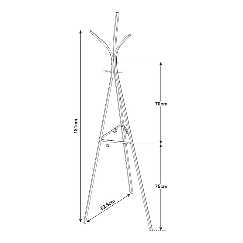 Méretrajz Állófogas Vevelstad 181x52,5x52,5 cm acél fekete [en.casa]