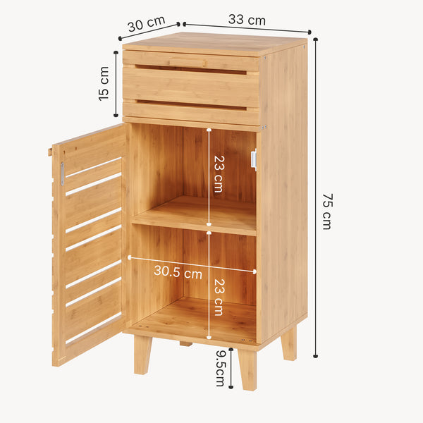 Fürdőszobai szekrény Epind 75x33x30 cm bambusz [en.casa]