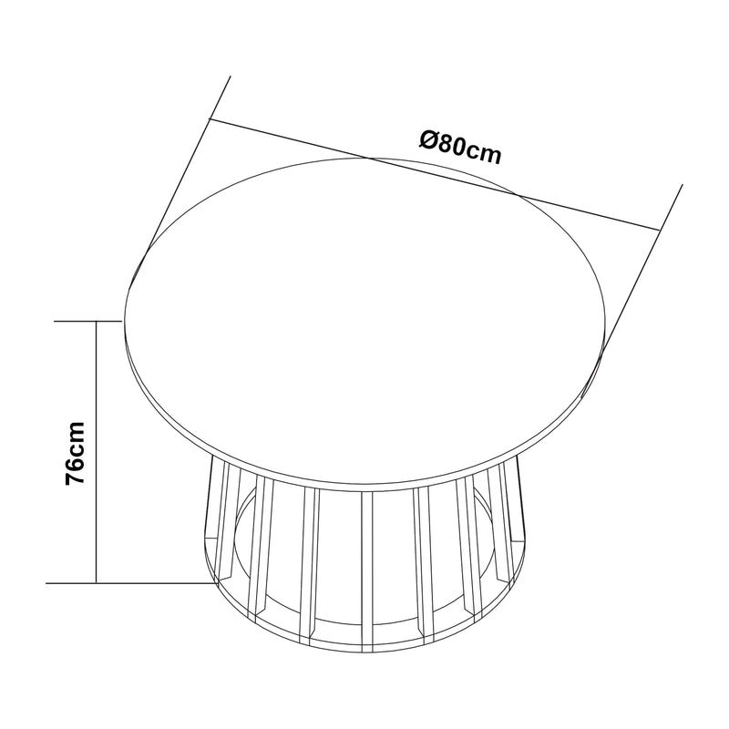 Méretrajz Étkezőasztal Lensuu 76x Ø80 cm [en.casa]