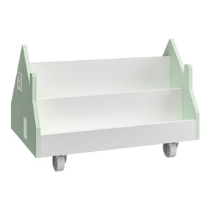 Gurulós gyerekpolc Vipsali 50x33x34 cm mentazöld/fehér [en.casa]