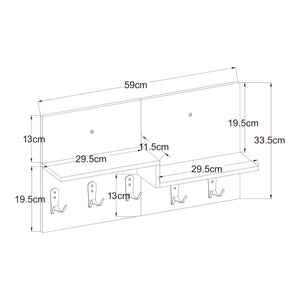 Fali fogas Botaruvn 2 polccal 34x59x13 cm bézs/fehér [en.casa]