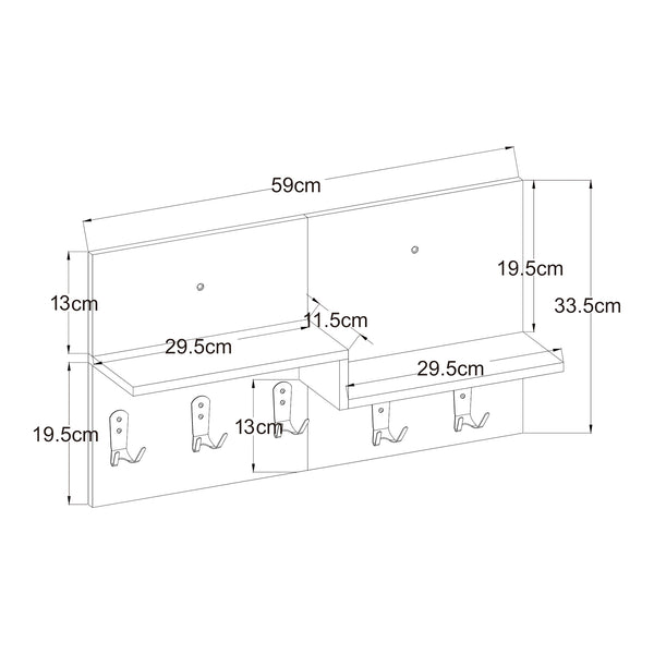Fali fogas Botaruvn 2 polccal 34x59x13 cm bézs/fehér [en.casa]