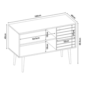 TV-szekrény Vare 100x40x66 cm fehér/sárga [en.casa]